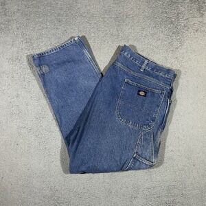 Dickies Carpenter Jeans Mens 44x30 Blue Relaxed Straight Leg #3198